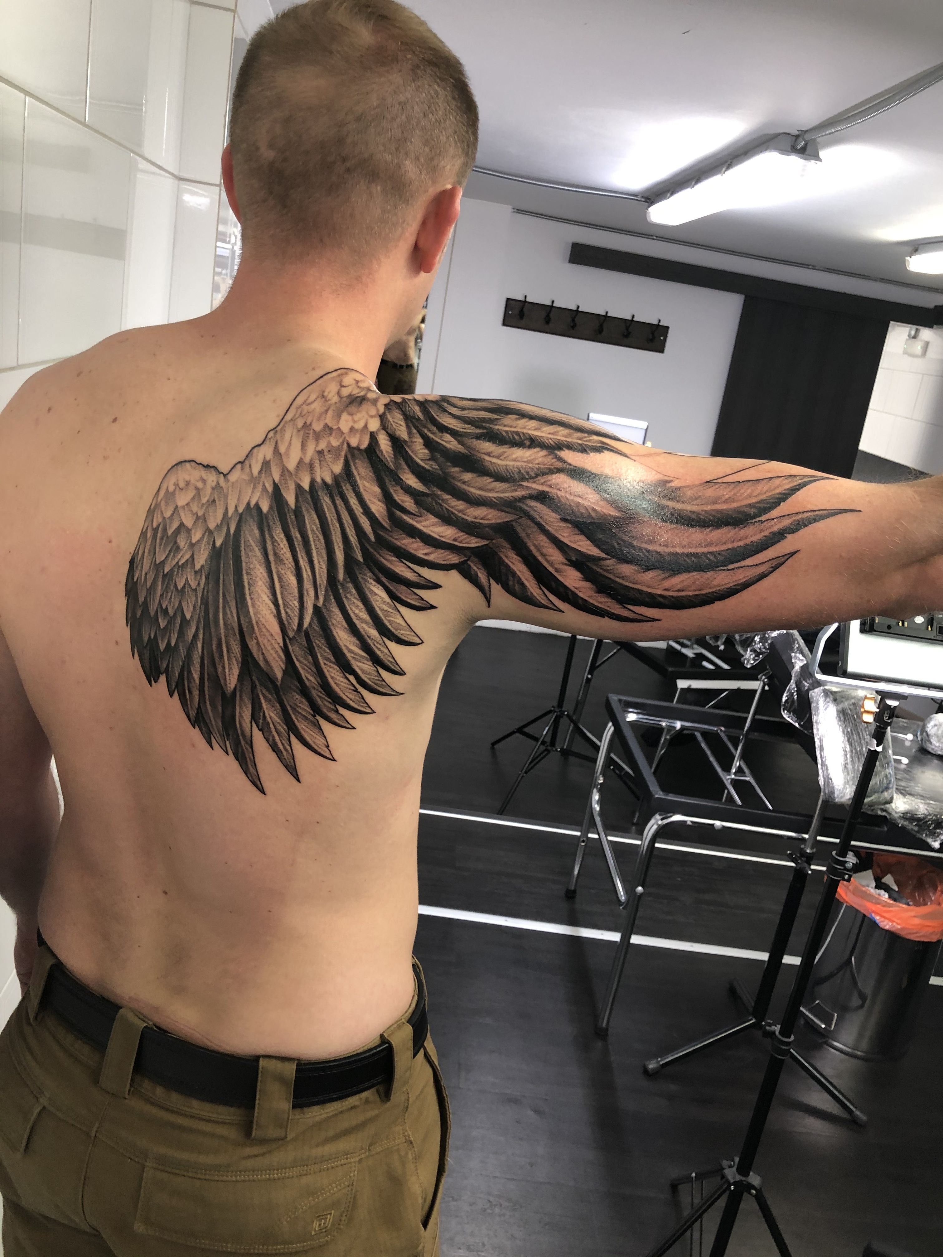 mens wing tattoo for the back 0069