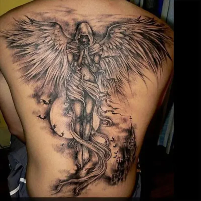 mens wing tattoo for the back 0071