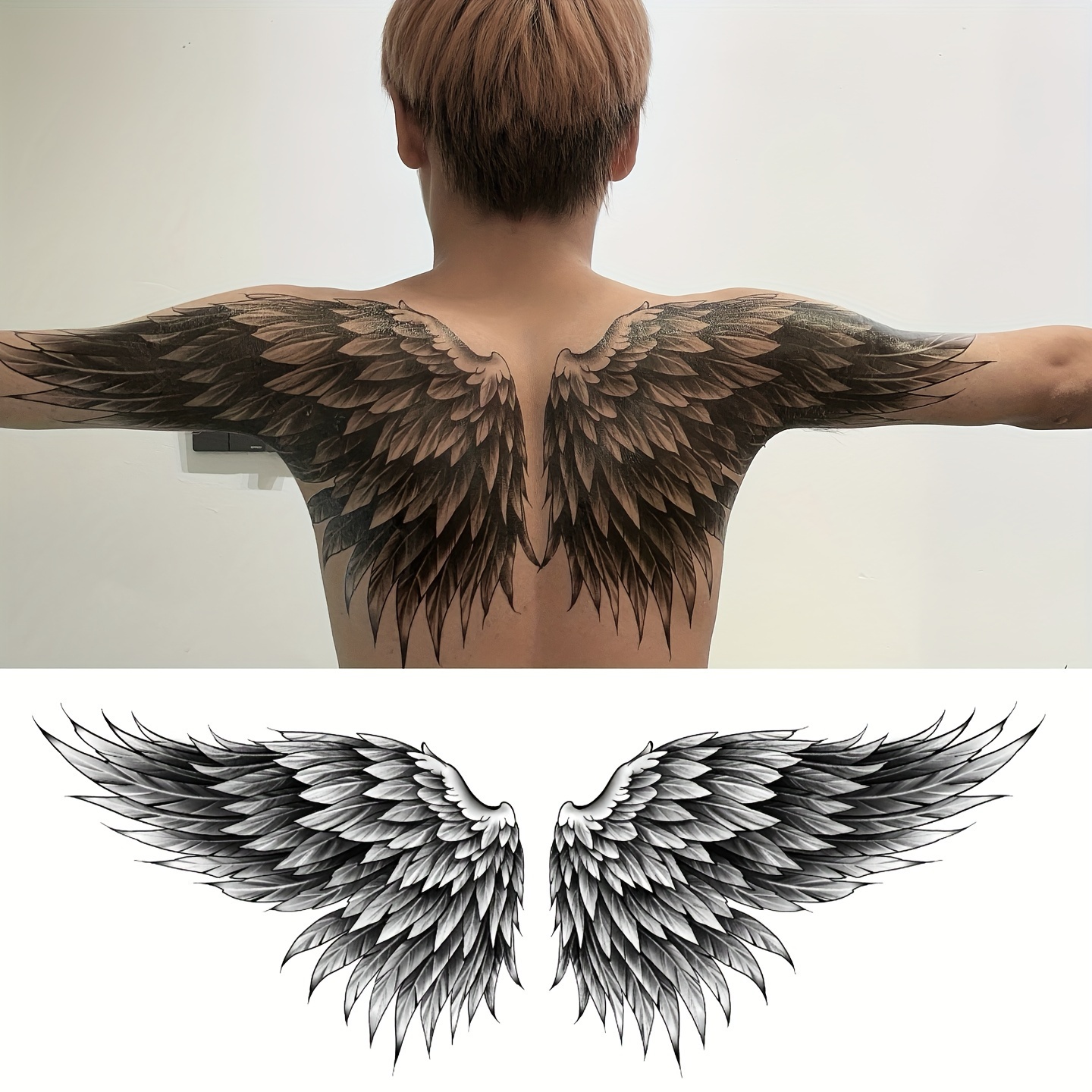 mens wing tattoo for the back 0072