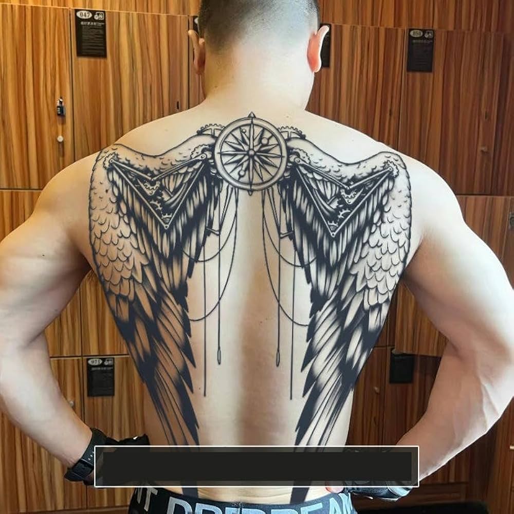 mens wing tattoo for the back 0073