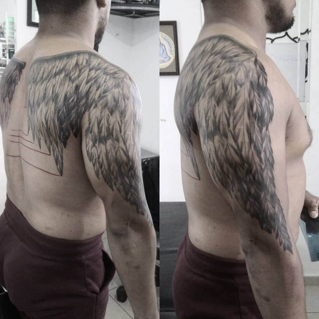 mens wing tattoo for the back 0074