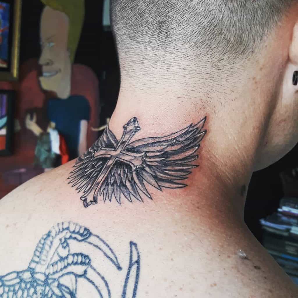 mens wing tattoo for the back 0075