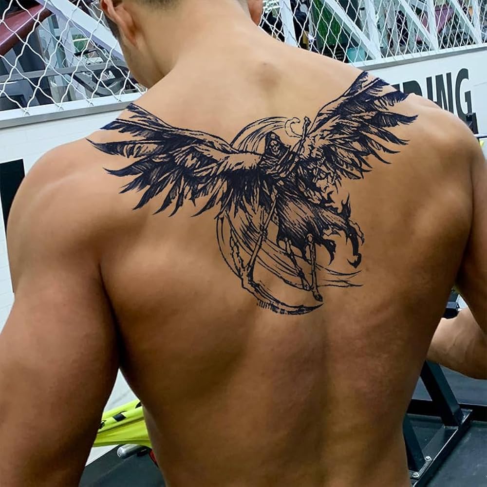 mens wing tattoo for the back 0096