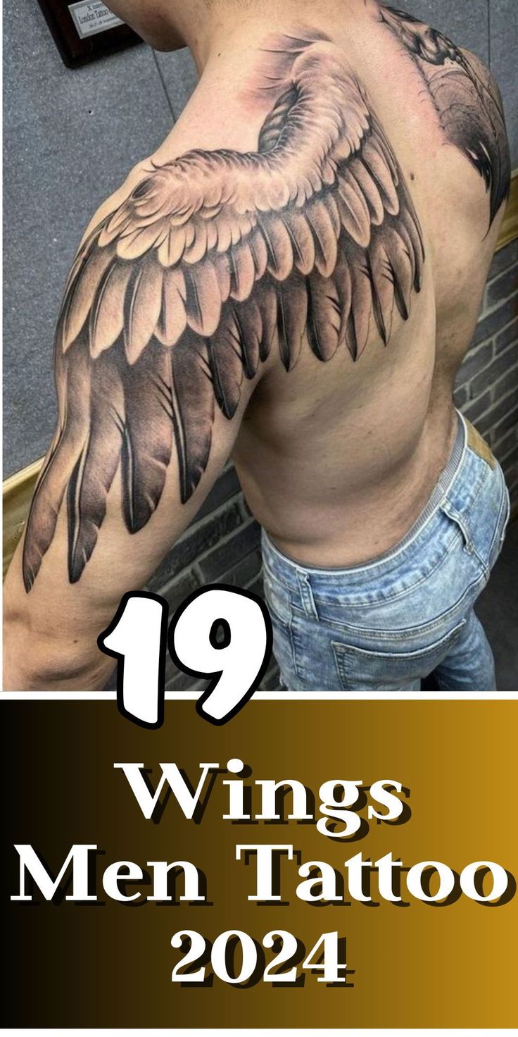 mens wing tattoo for the back 0097