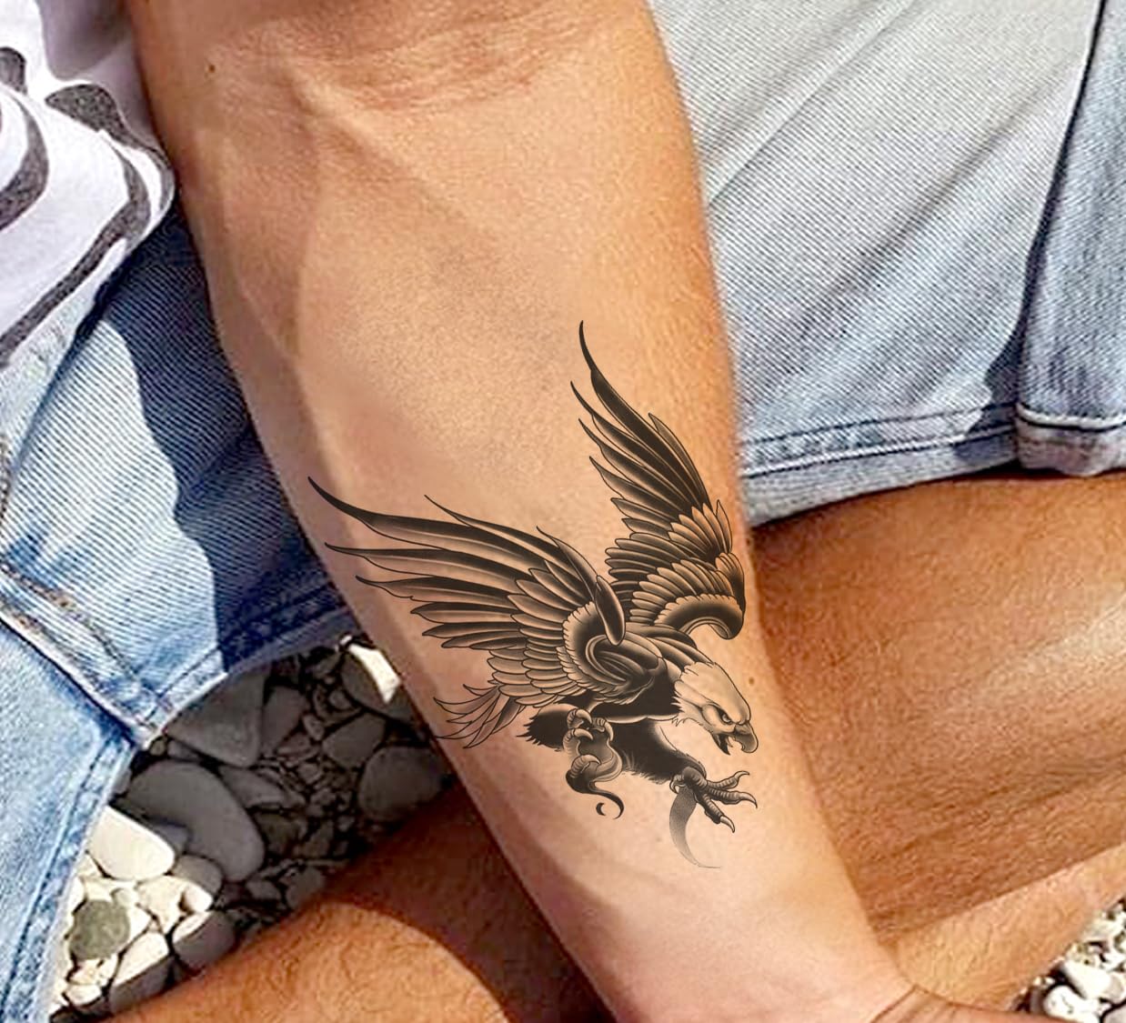 minimalist eagle forearm tattoos for men