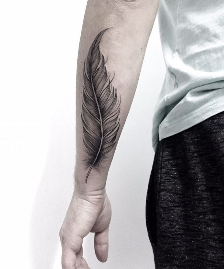 minimalist feather tattoos for men