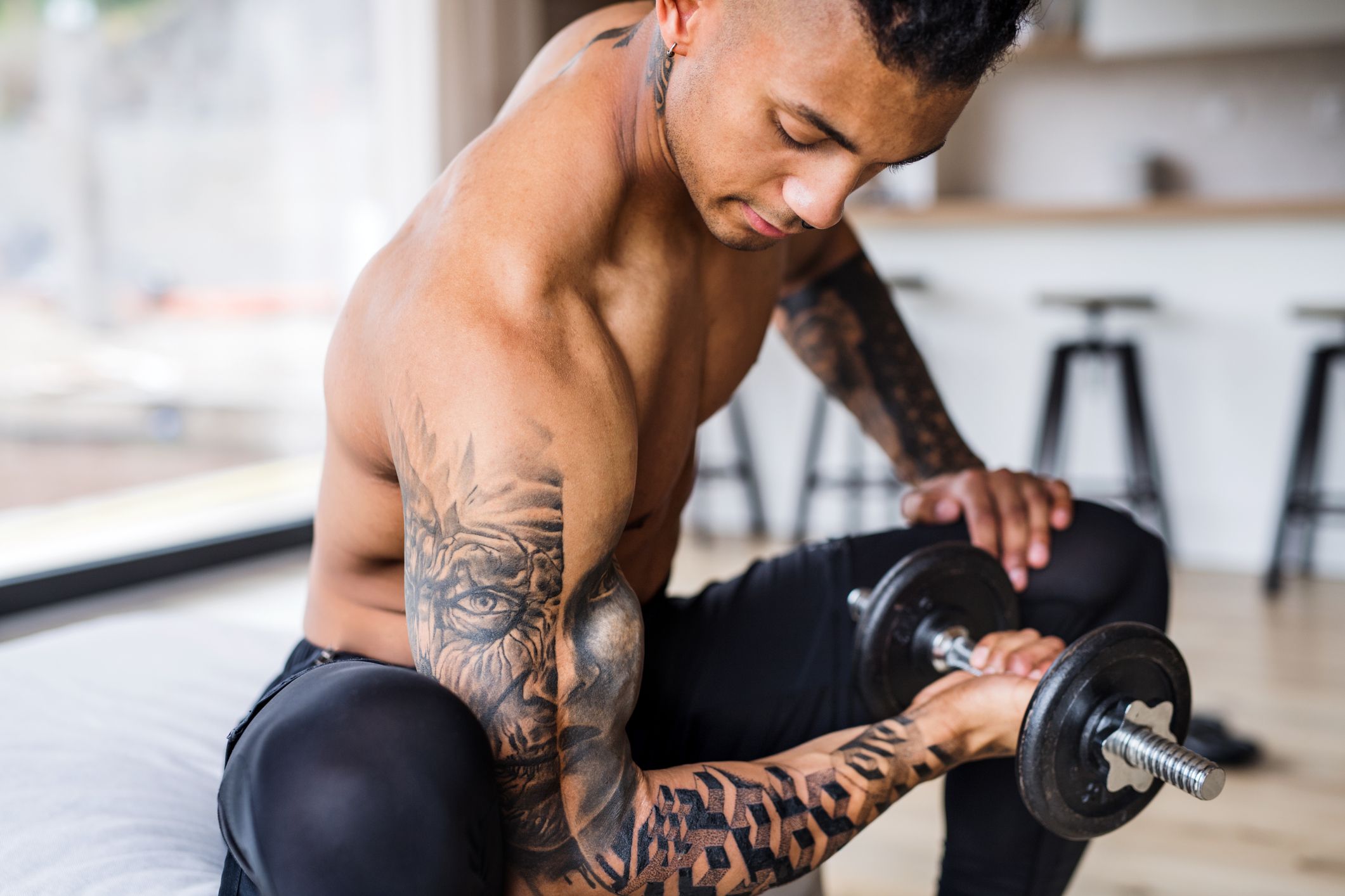 minimalist gym tattoo ideas for men.