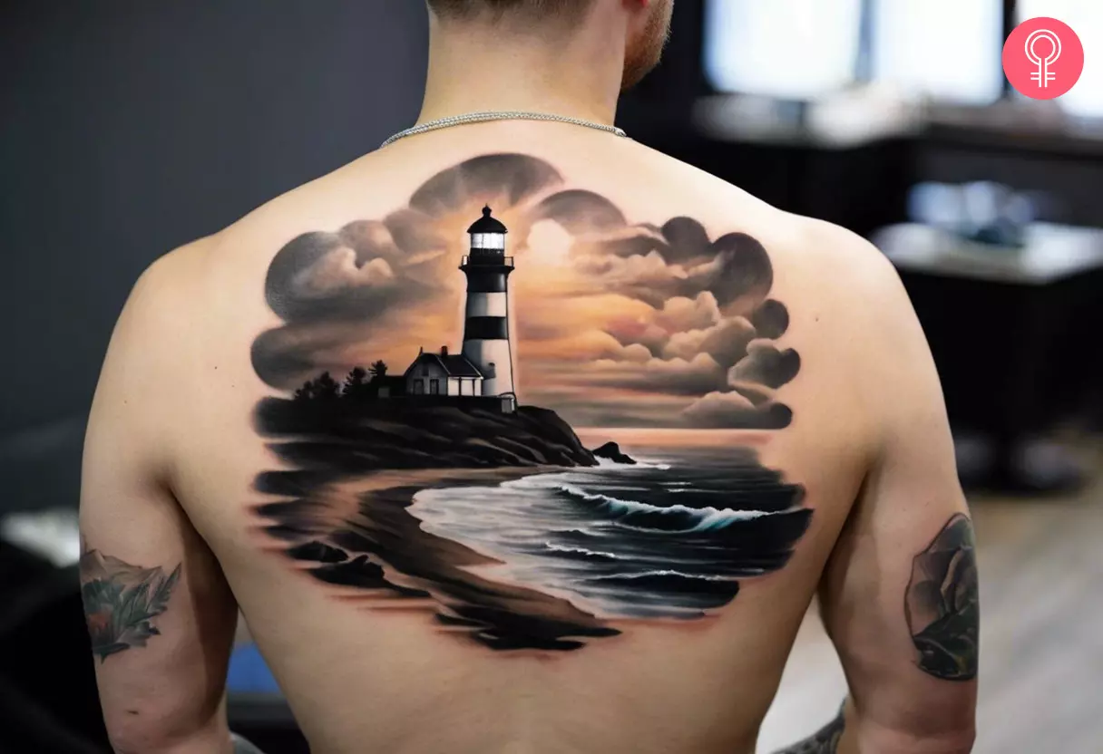 minimalist lighthouse tattoos for men