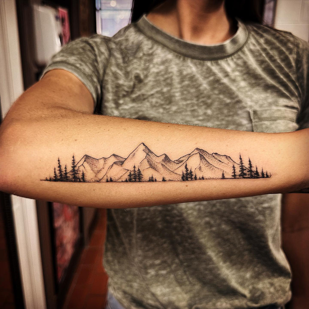 minimalist mountain tattoos for men