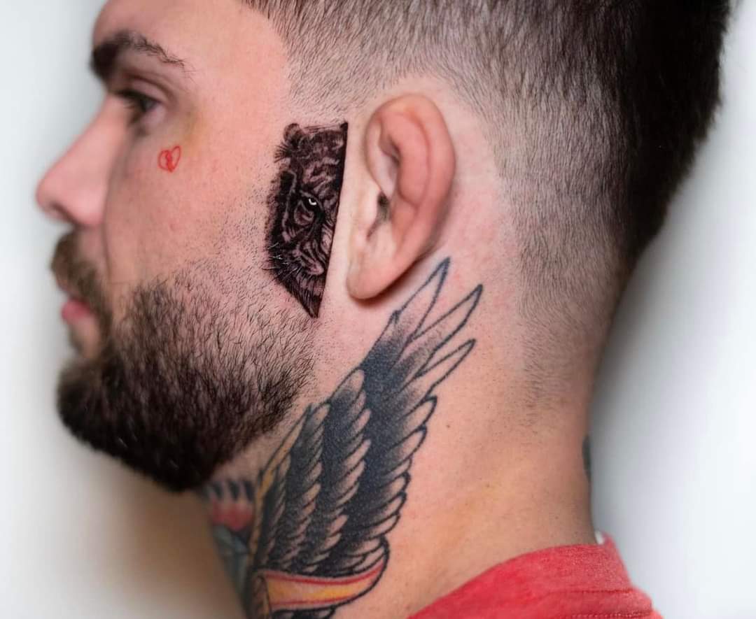 minimalist small sideburn tattoos for men