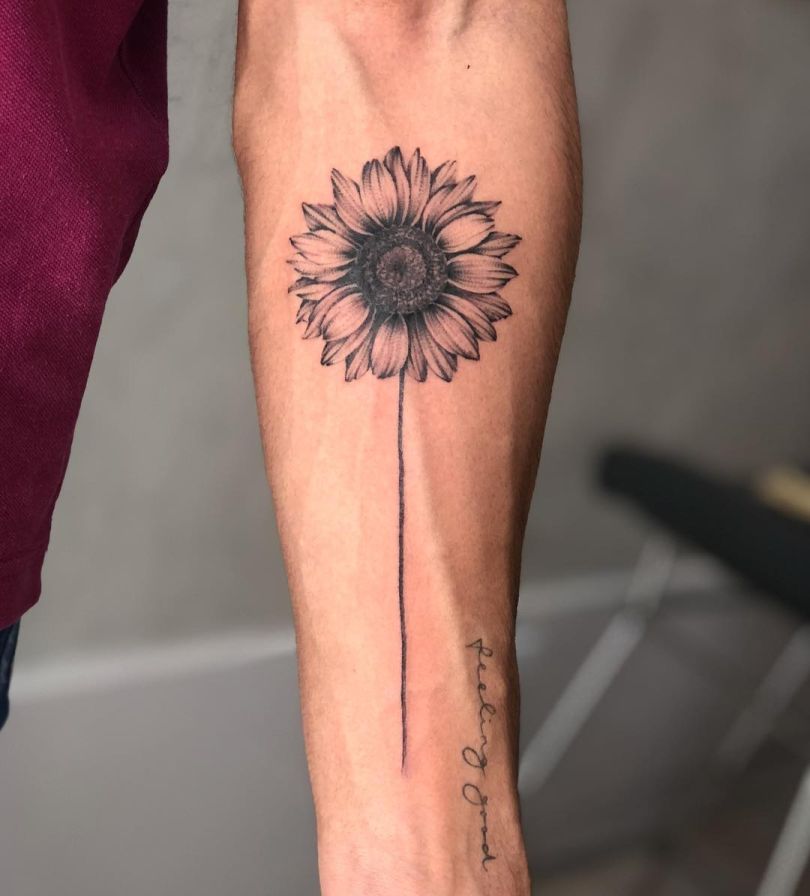 minimalist sunflower tattoos for men