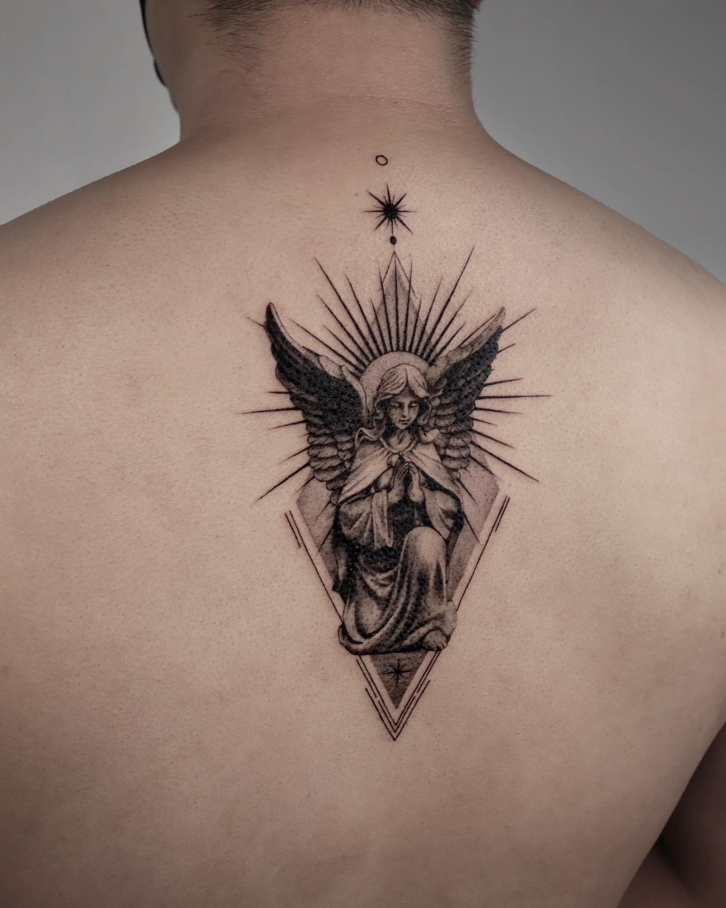 minimalist Warrior Angel tattoos for men