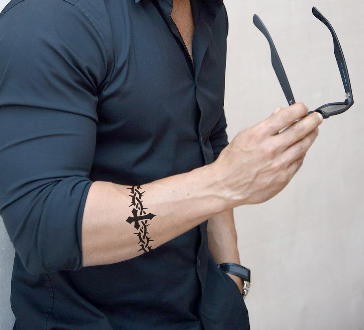 minimalist wrist band tattoos for men