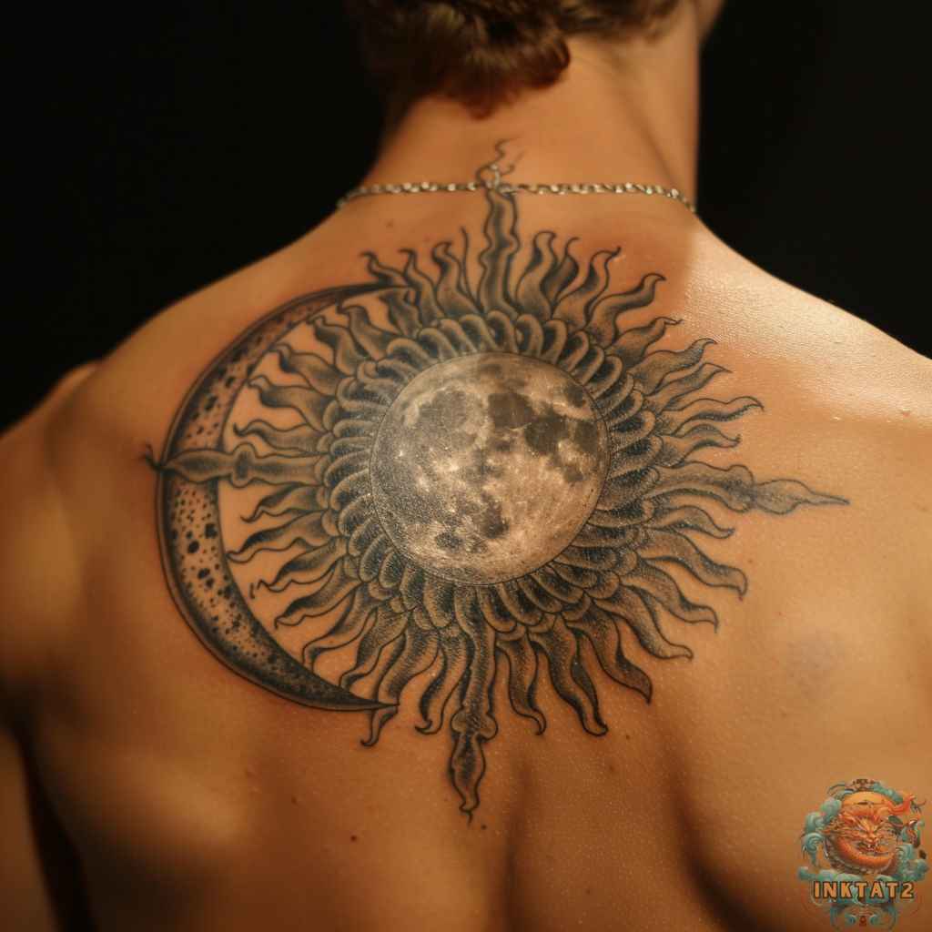 minimalistic sun and moon tattoos for men.