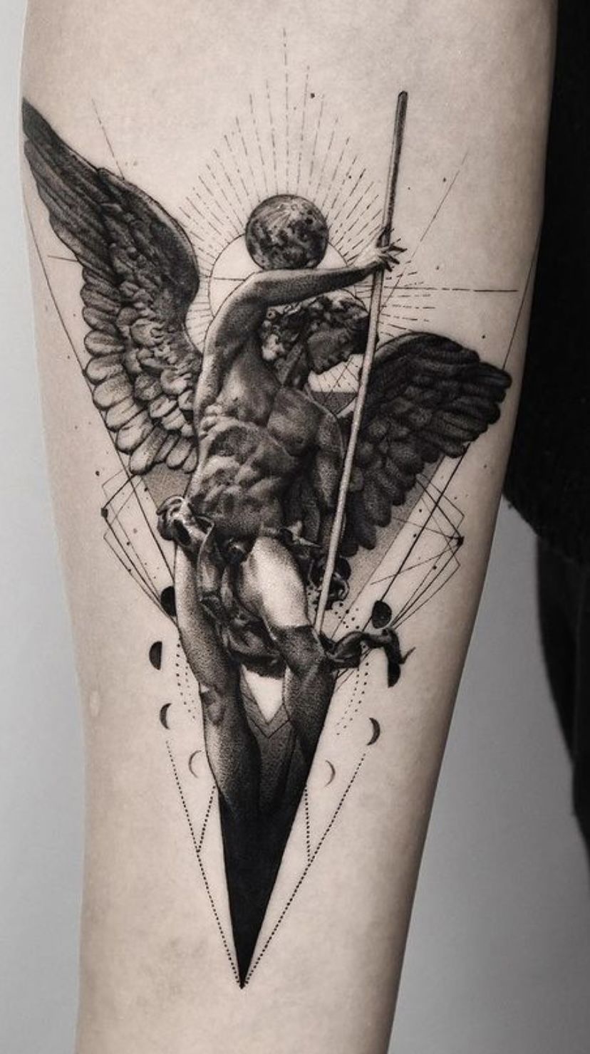 modern interpretations of archangel tattoos for men.