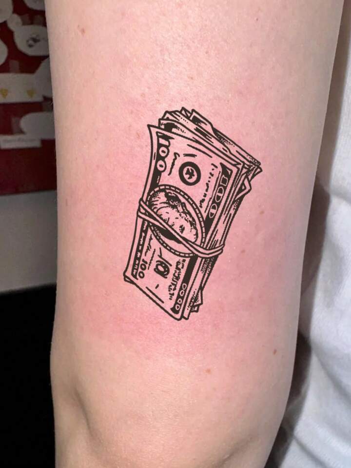 money outer forearm tattoos for men 0055