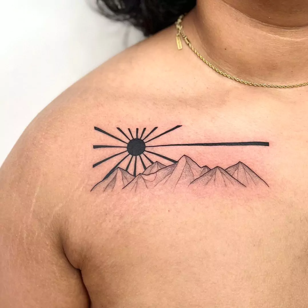 mountain silhouette tattoos for men