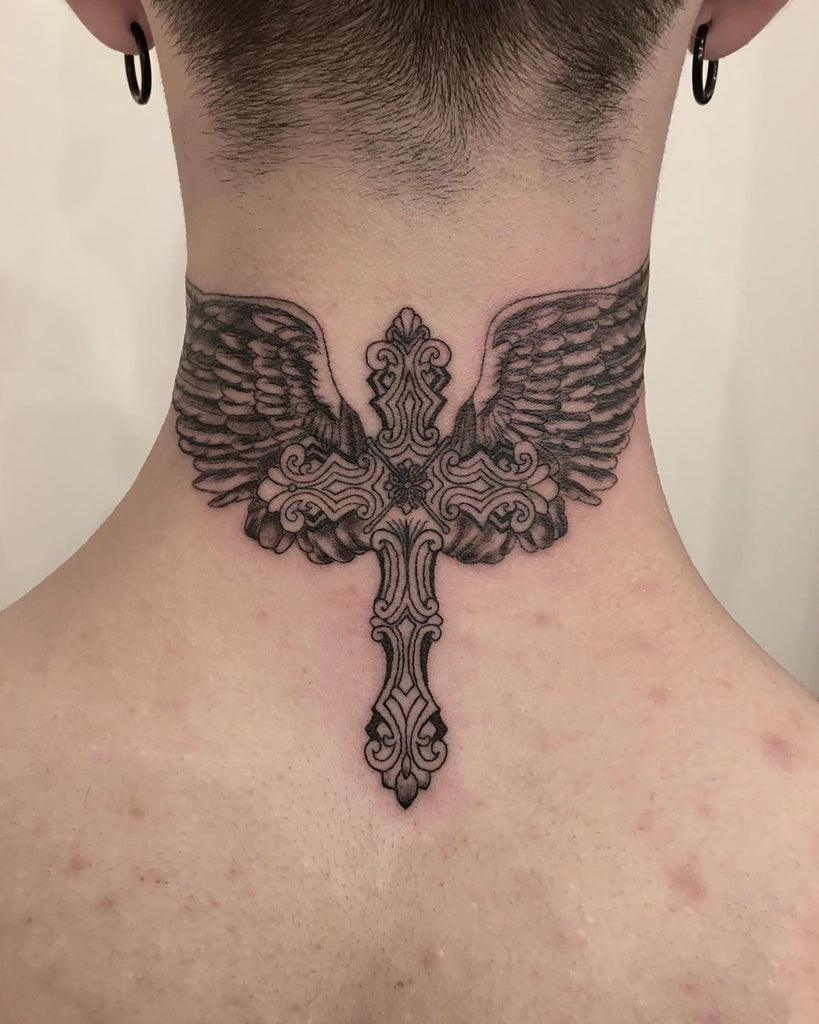 neck tattoos for men wings 0063