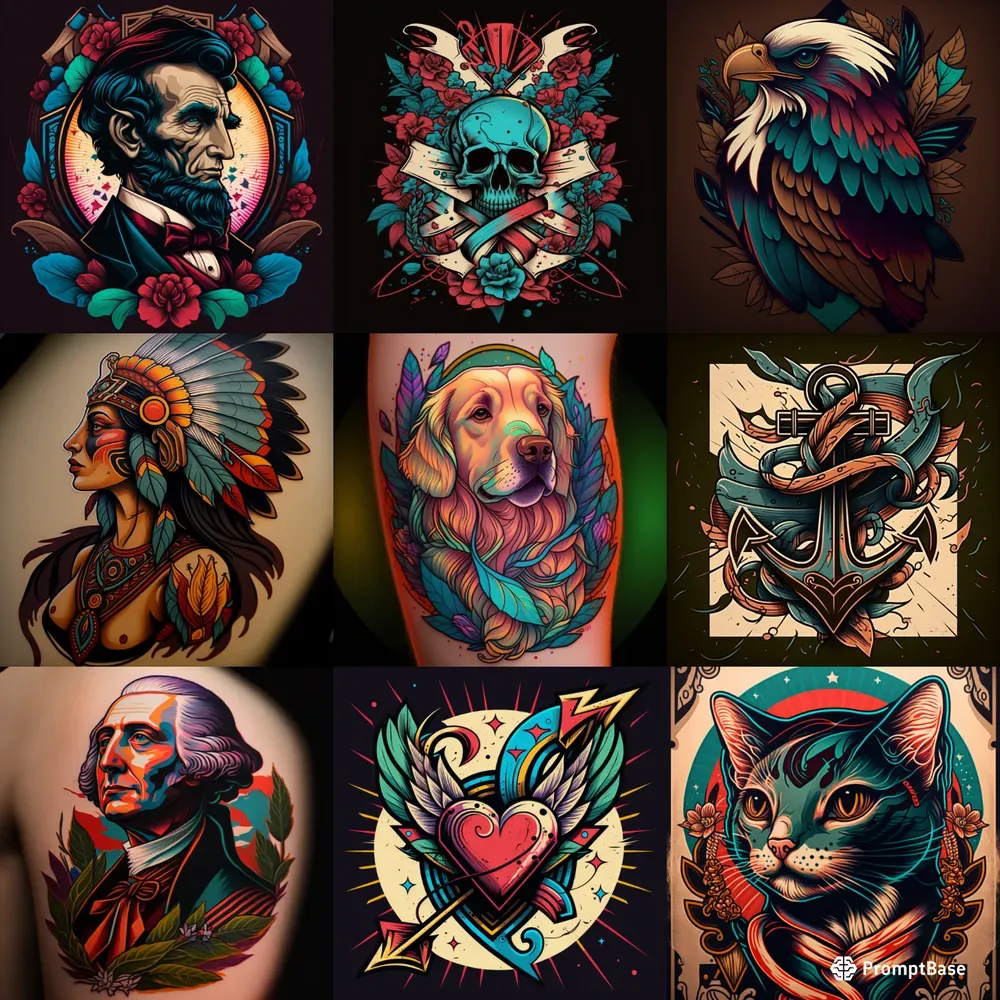 Neo traditional tattoos for men color palettes.