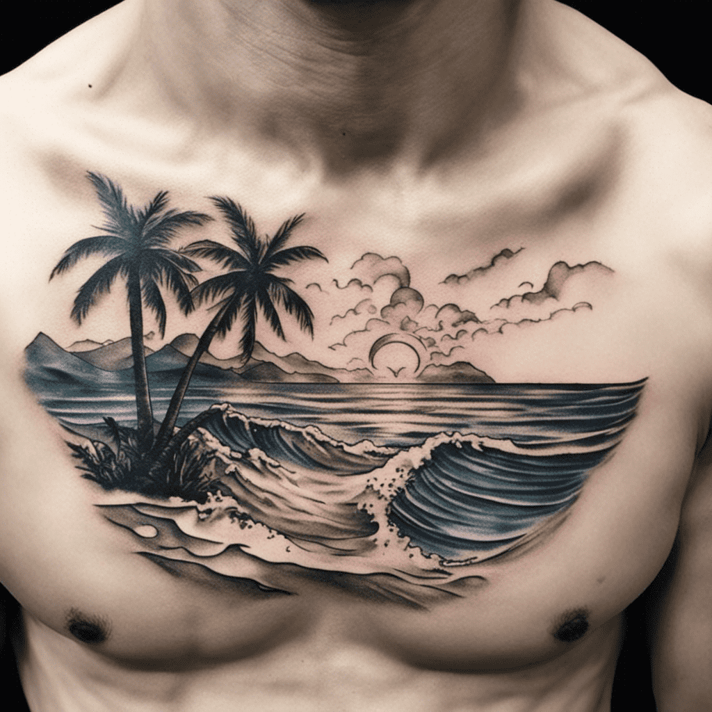 ocean horizon tattoo ideas for men