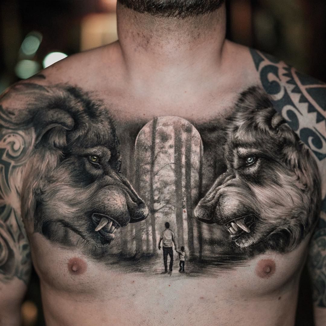 one sided chest tattoos for men 0069