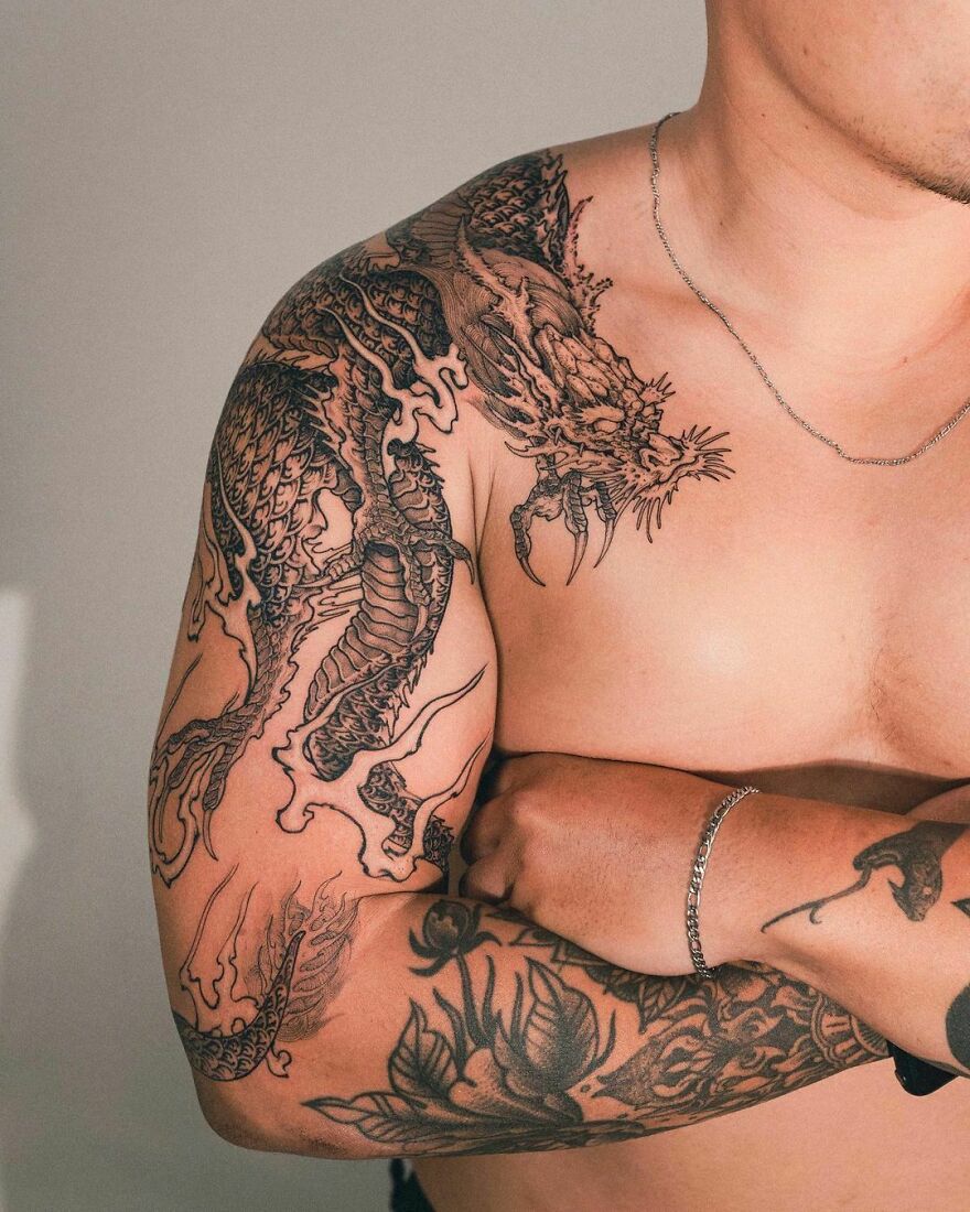 one sided chest tattoos for men 0088