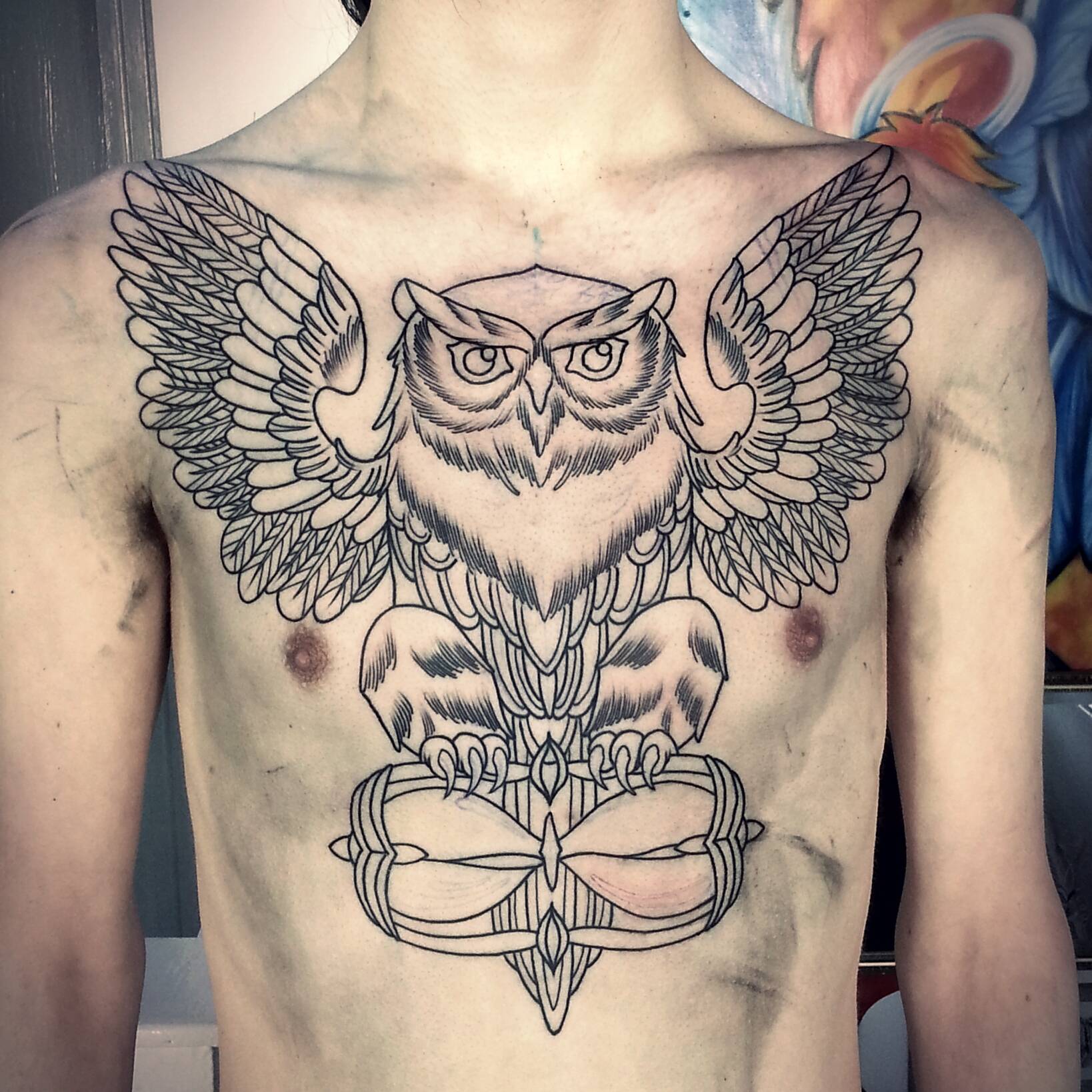 owl chest tattoos for men 0017