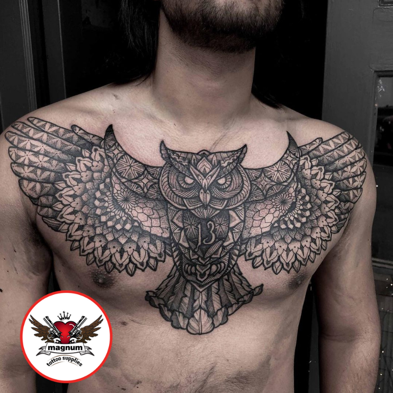 owl chest tattoos for men 0018