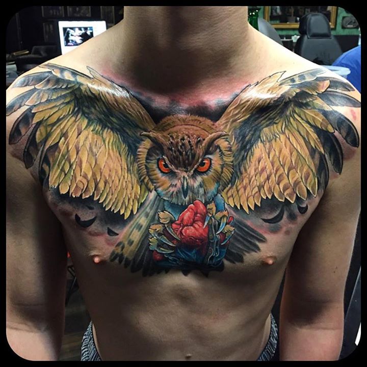 owl chest tattoos for men 0022