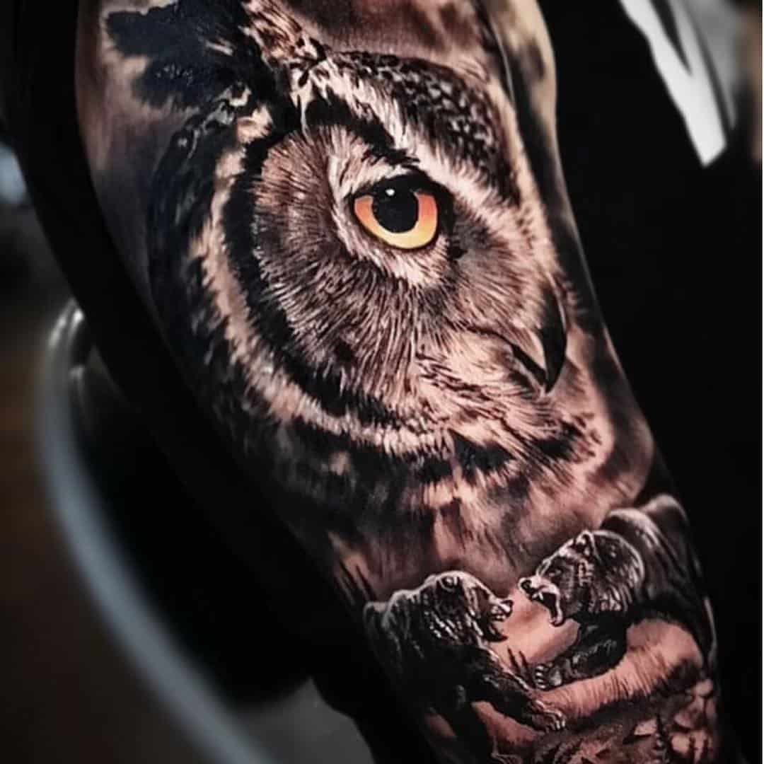 owl chest tattoos for men 0023