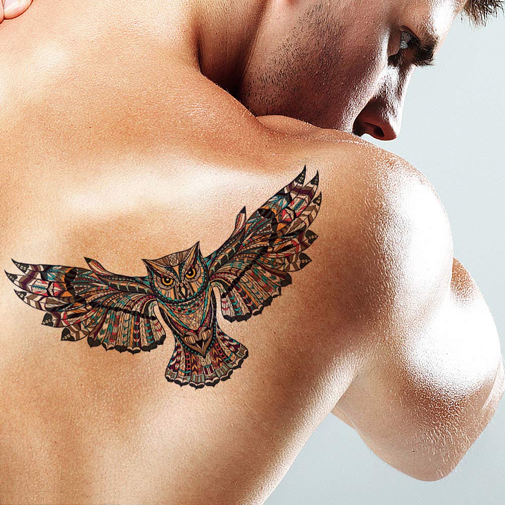 owl chest tattoos for men 0026