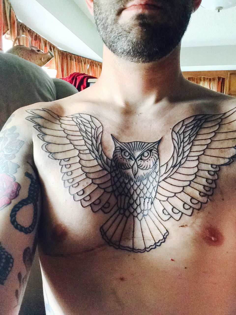 owl chest tattoos for men 0031