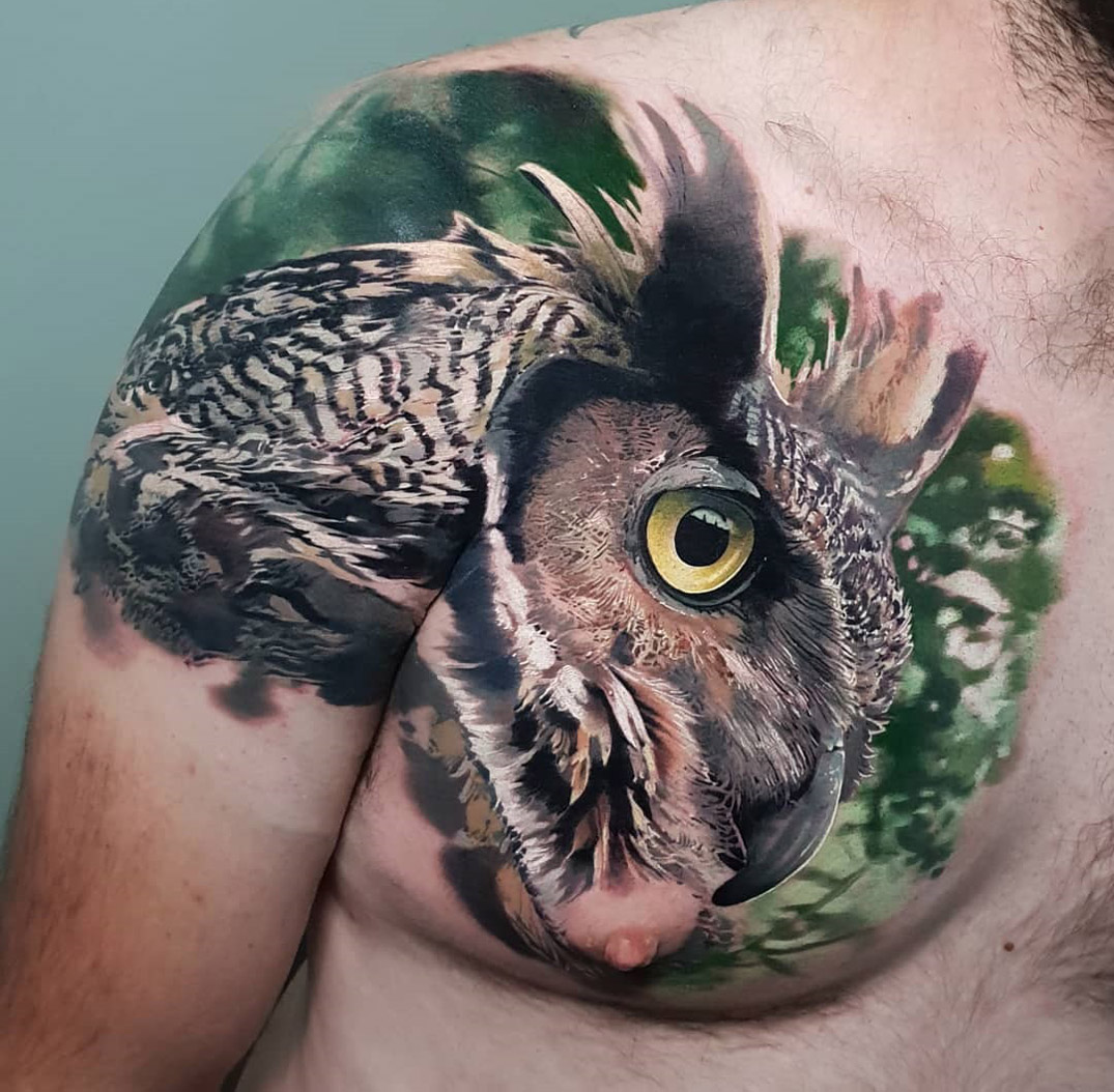 owl chest tattoos for men 0043