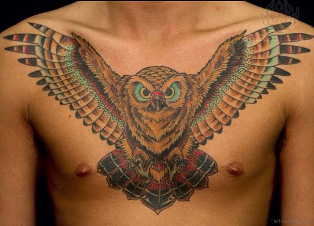 owl chest tattoos for men 0044