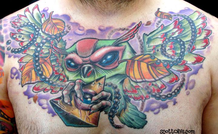 owl chest tattoos for men 0052