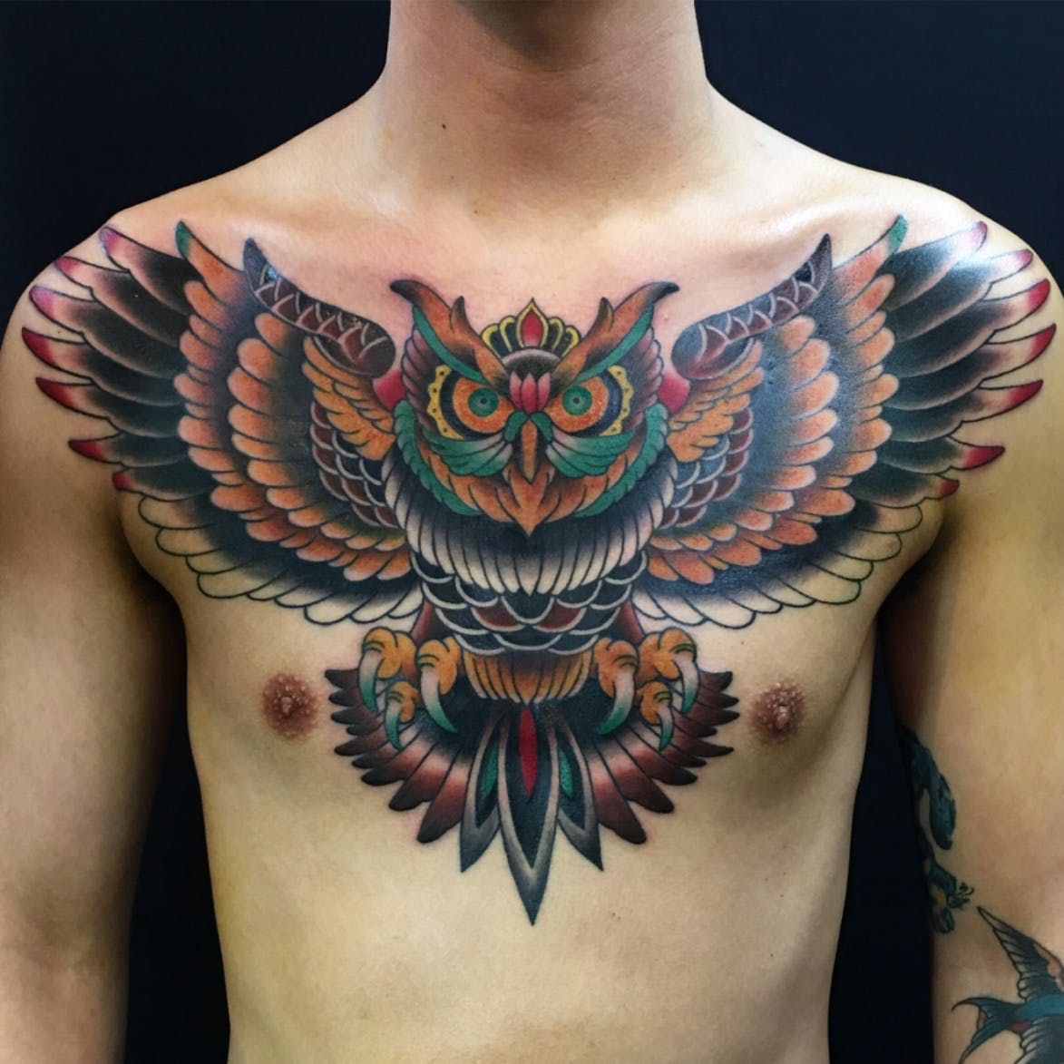 owl chest tattoos for men 0054