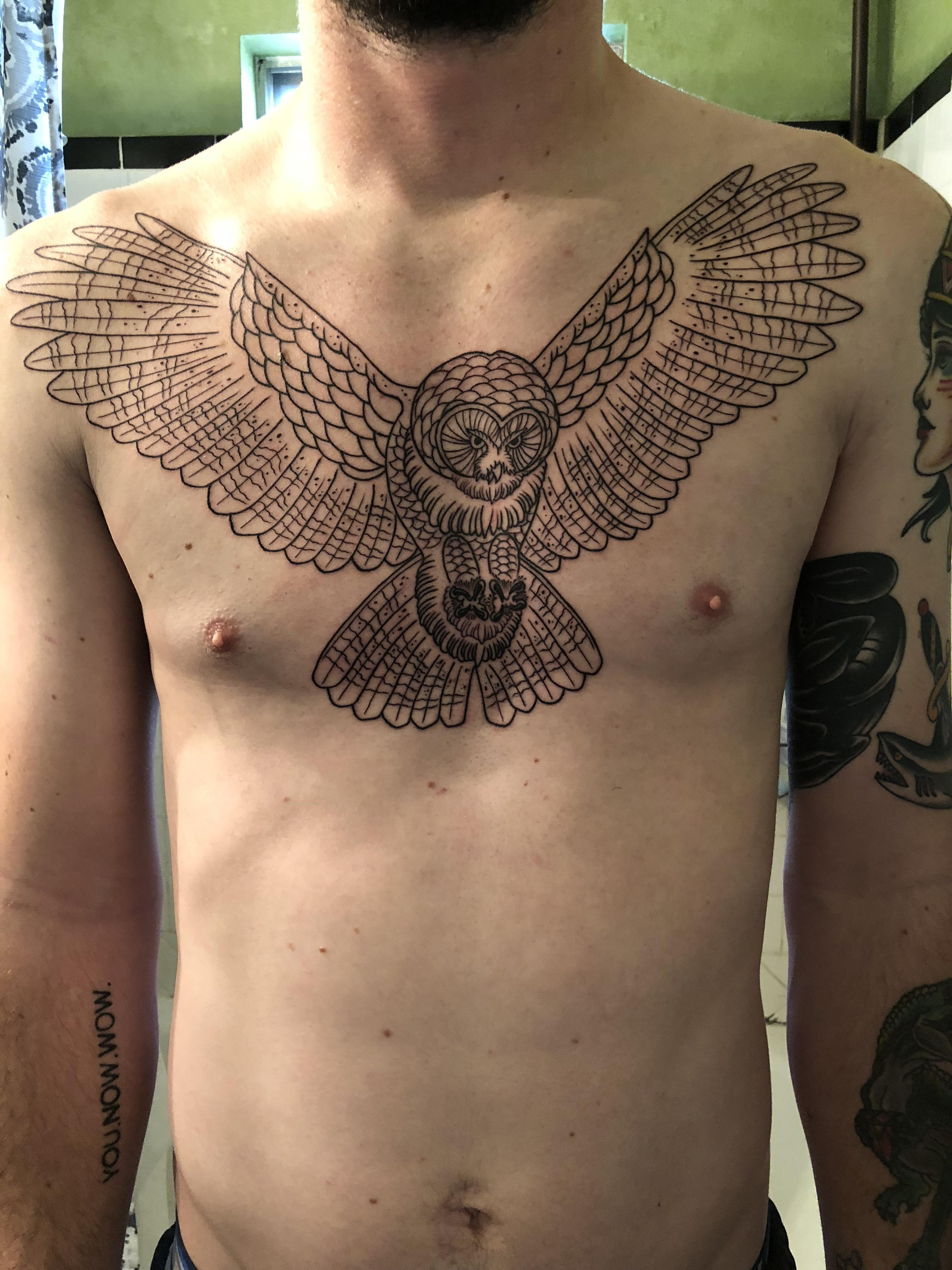 owl chest tattoos for men 0058