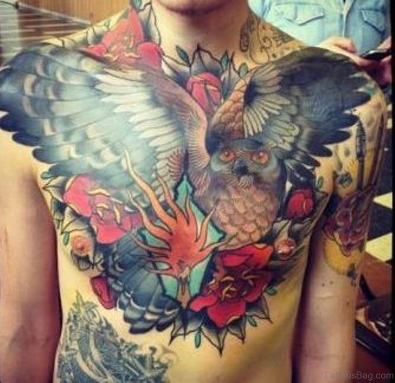 owl chest tattoos for men 0061