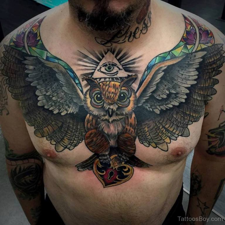 owl chest tattoos for men 0065