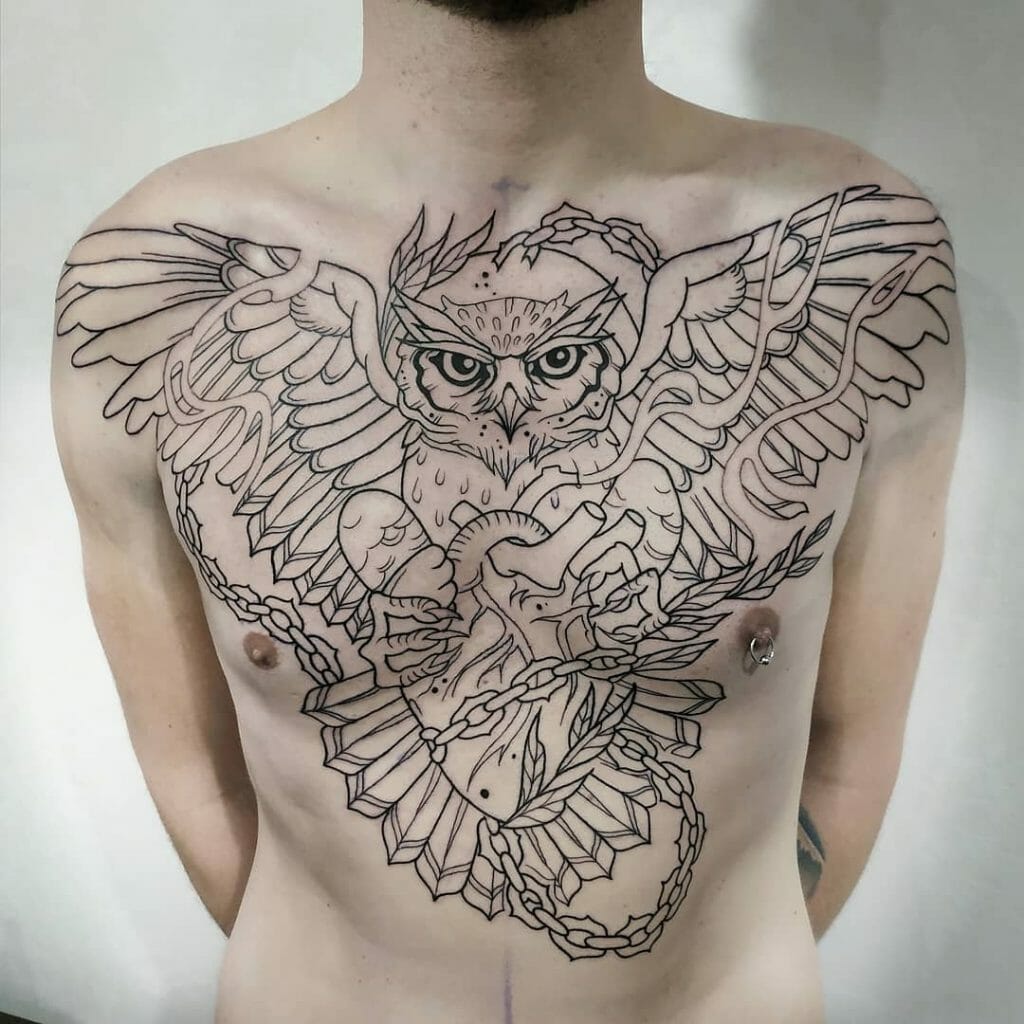 owl chest tattoos for men 0066