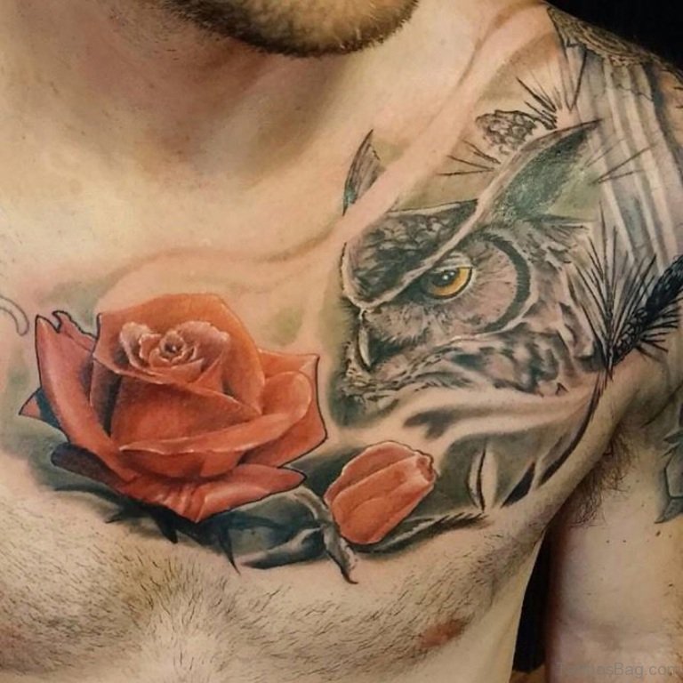 owl chest tattoos for men 0067