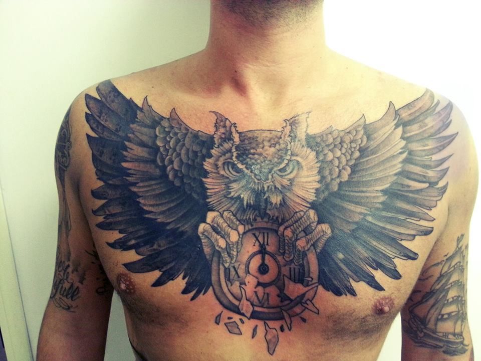 owl chest tattoos for men 0076