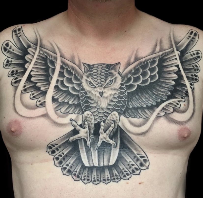 owl chest tattoos for men 0077