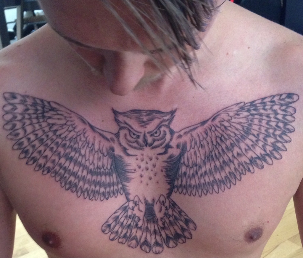 owl chest tattoos for men 0079