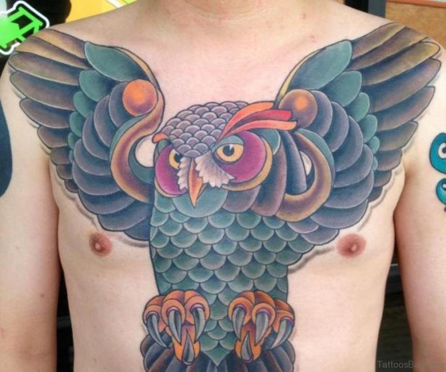 owl chest tattoos for men 0080