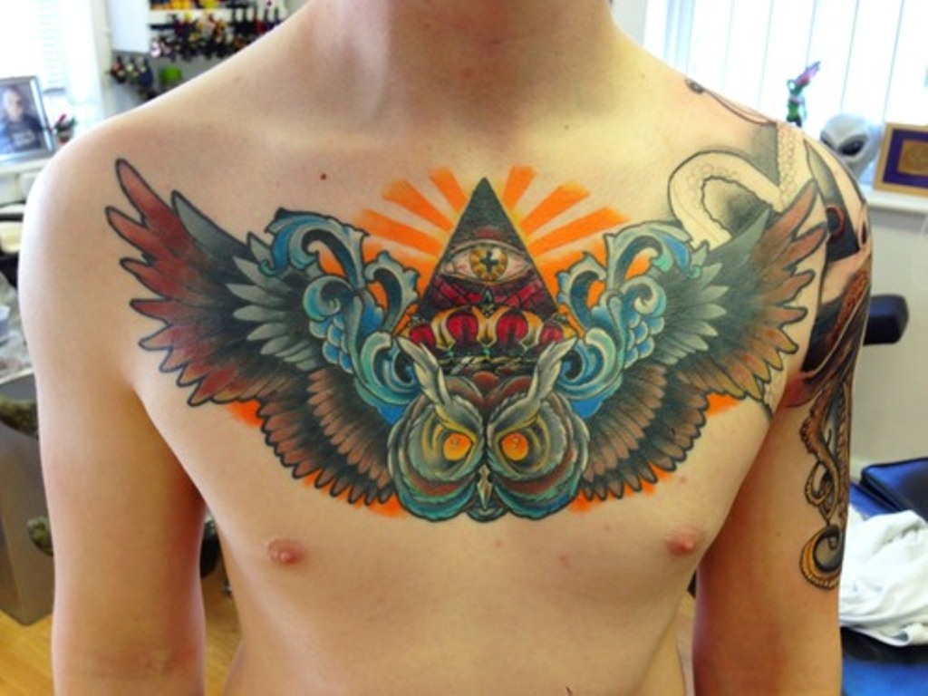 owl chest tattoos for men 0087