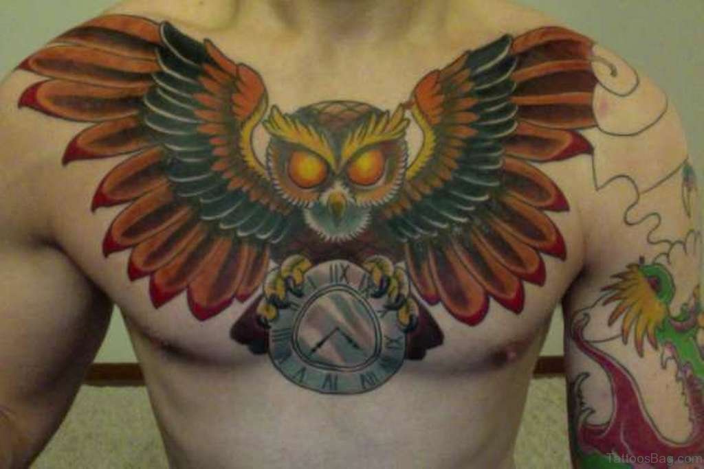 owl chest tattoos for men 0089