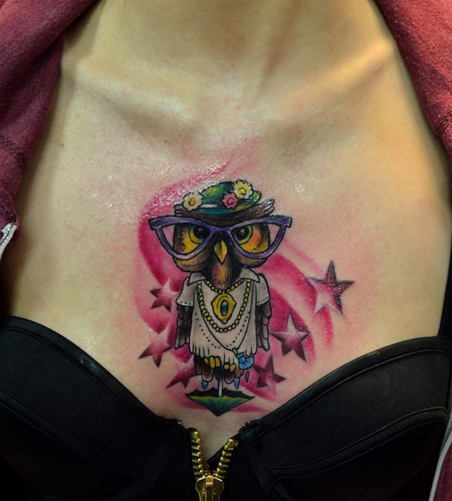 owl chest tattoos for men 0093