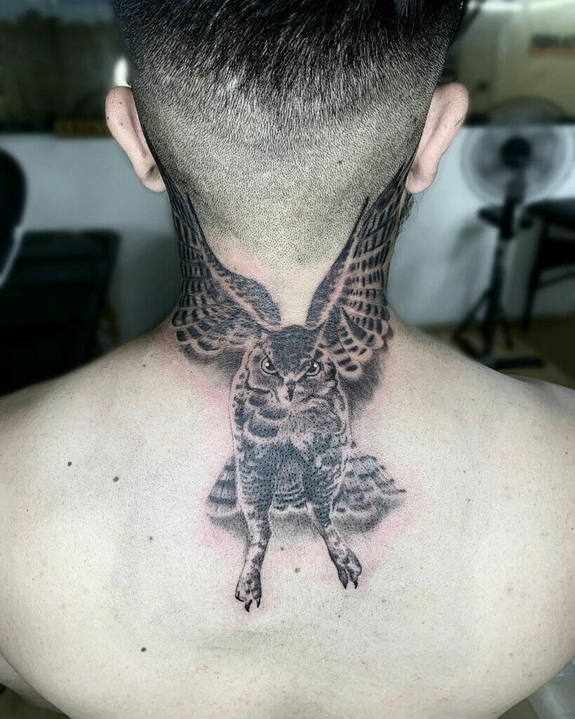 owl neck tattoos for men that reflect individuality.