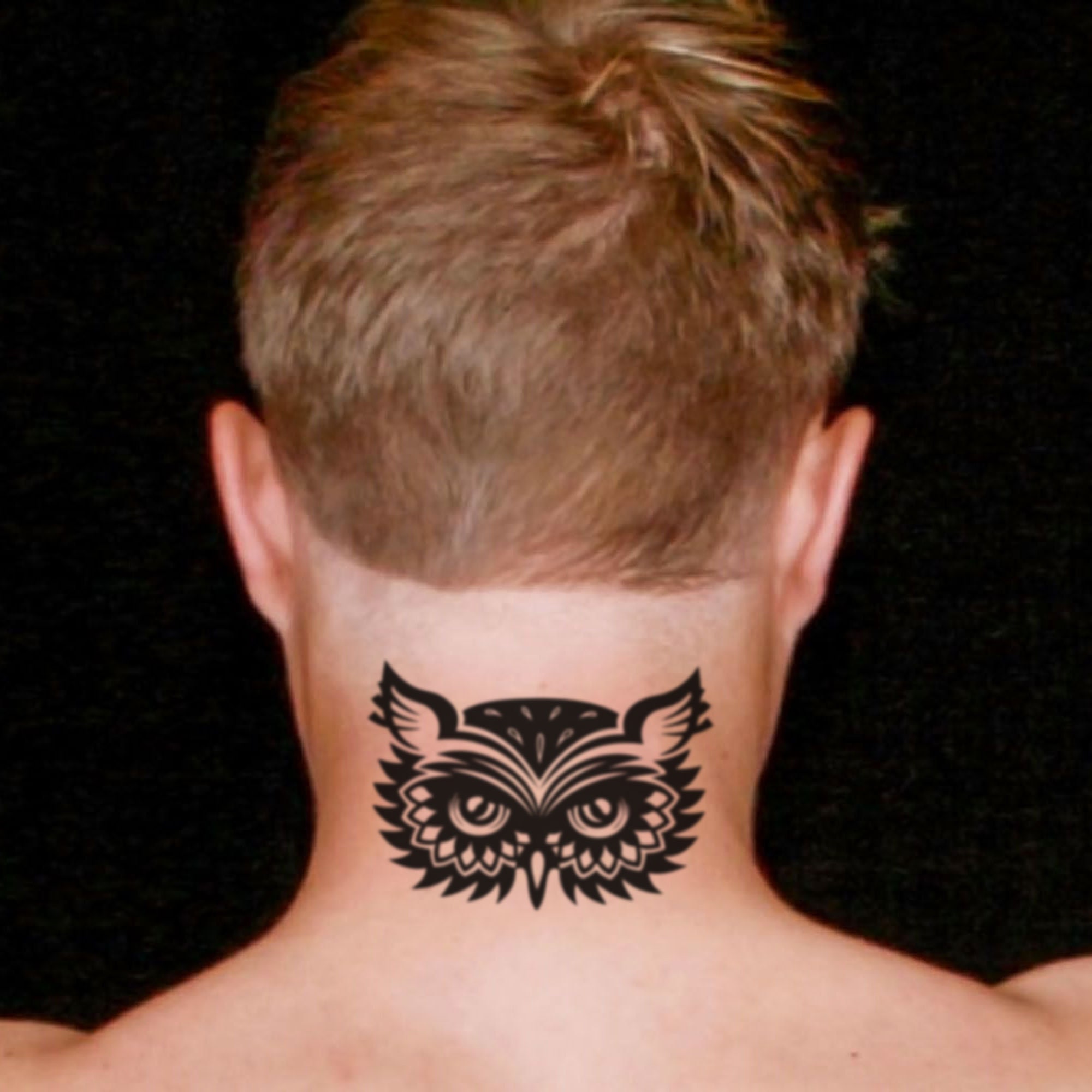 owl neck tattoos for men 0011